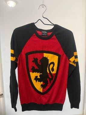Red and Black Lion Shield Raglan Sweater